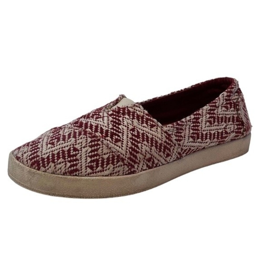 Tom’s - Avalon Slip Ons, Patterned Red, Ladies Size 7